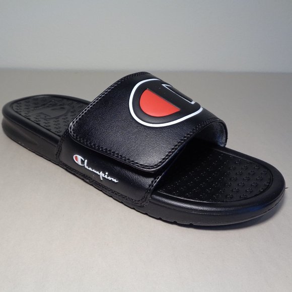 Champion Size 12 M LOGO SLIDE Black Sandals New Men's Shoes - Picture 4 of 15
